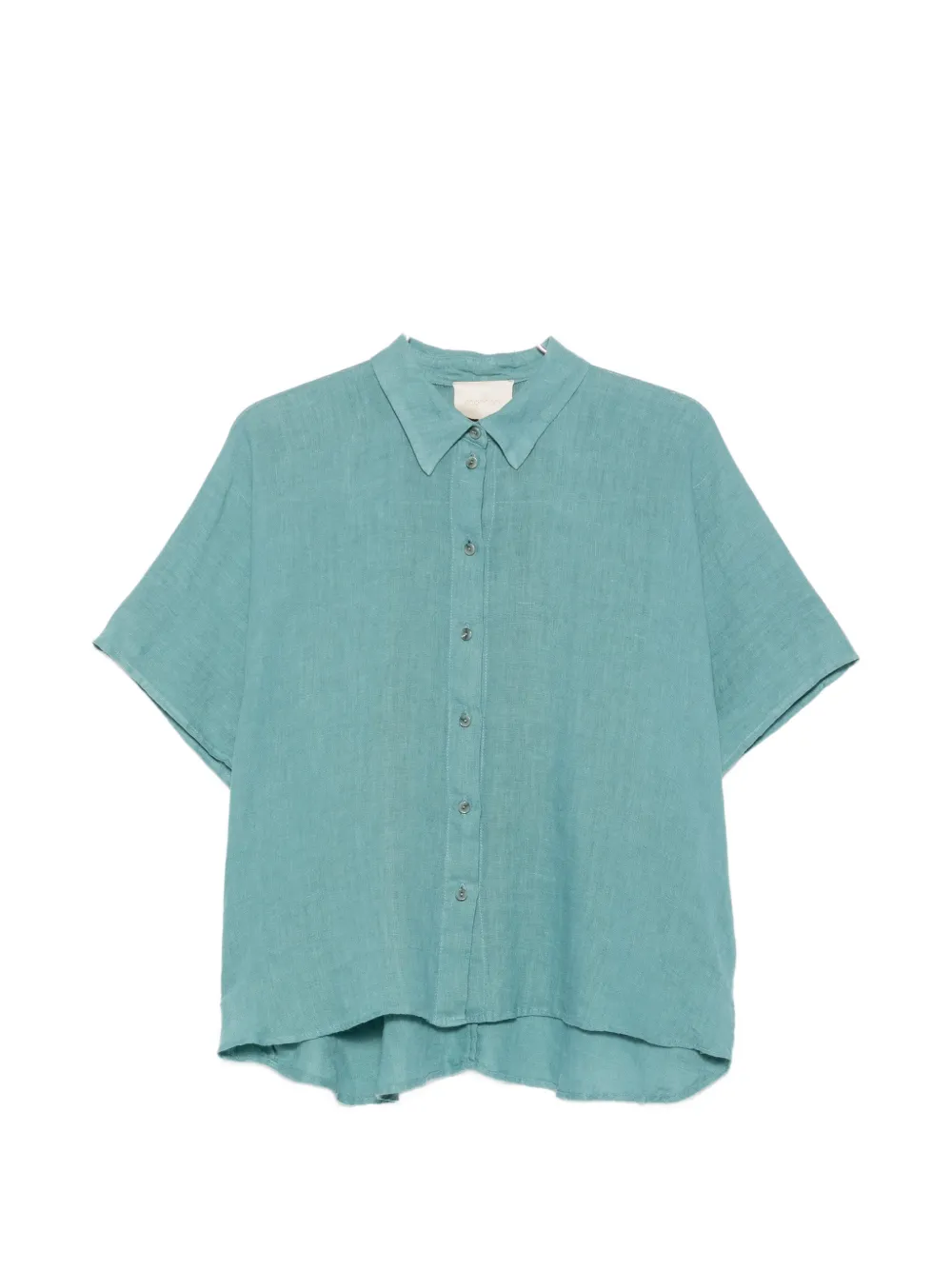 MOMONÌ Elafonissi short-sleeve button-down linen shirt - Blu