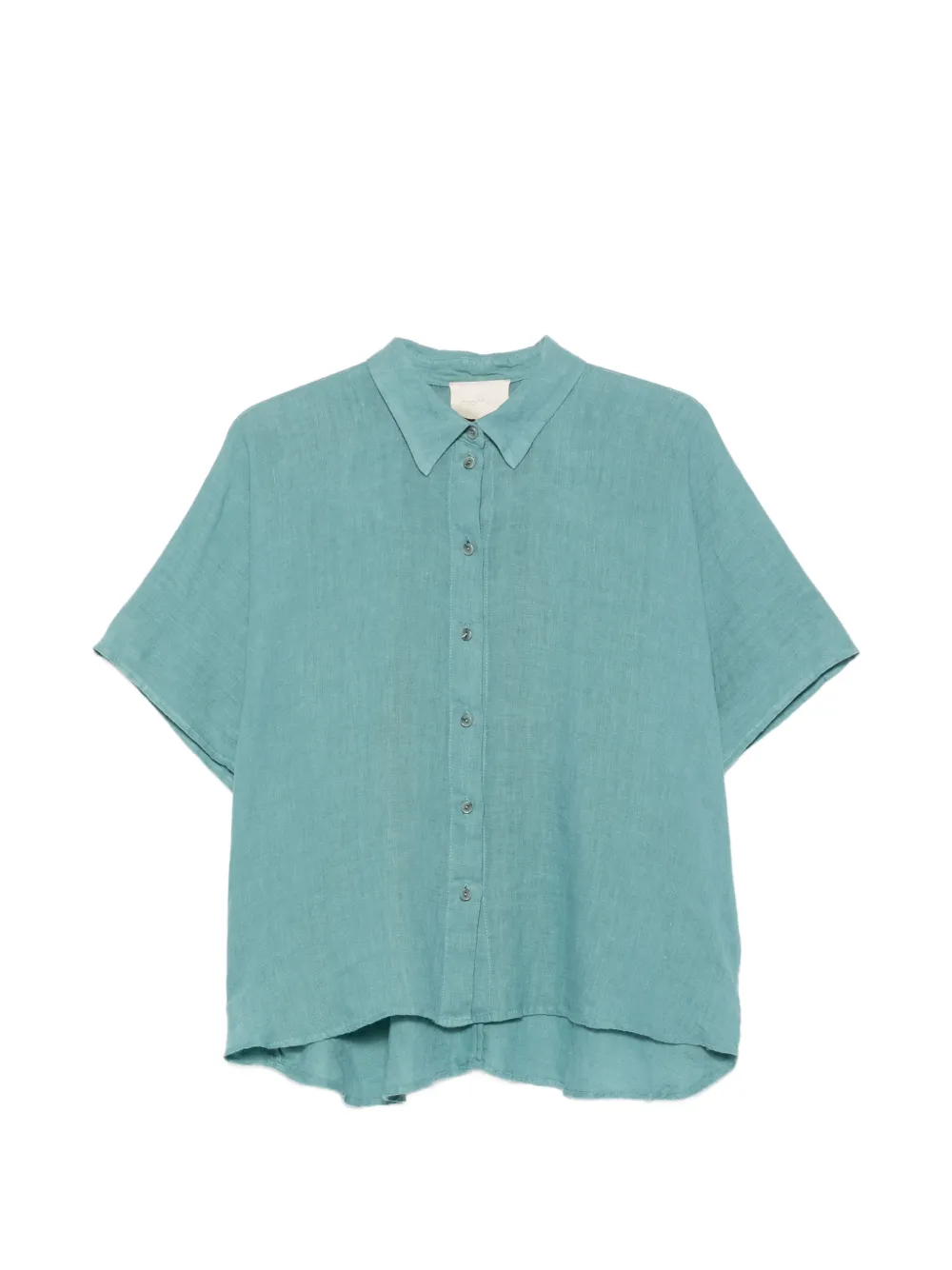 MOMONÌ Elafonissi short-sleeve button-down linen shirt - Blu