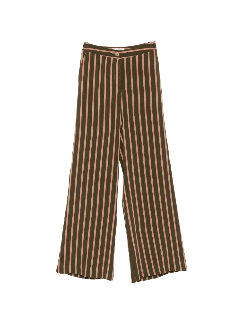 MOMONÌ Candeo vertical-stripe wide-leg linen trousers - Verde