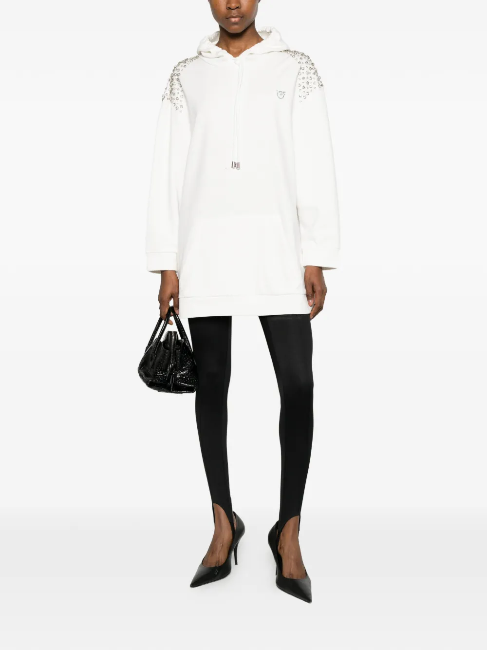  Pinko Sudadera Con Capucha Y Apliques - Blanco 