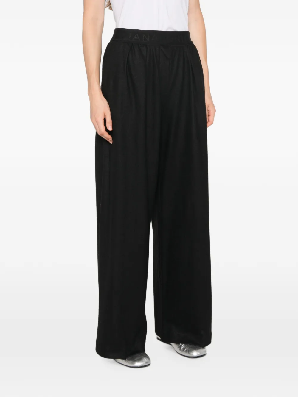 Liviana Conti Pantalon met logo tailleband Zwart