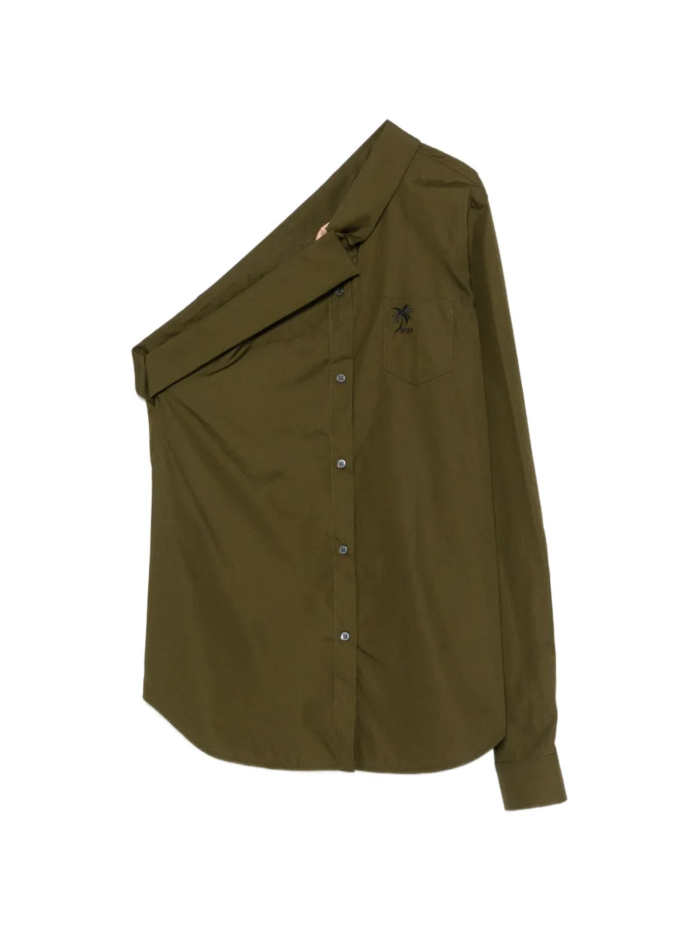 Nº21 Camicia monospalla con ricamo - Verde