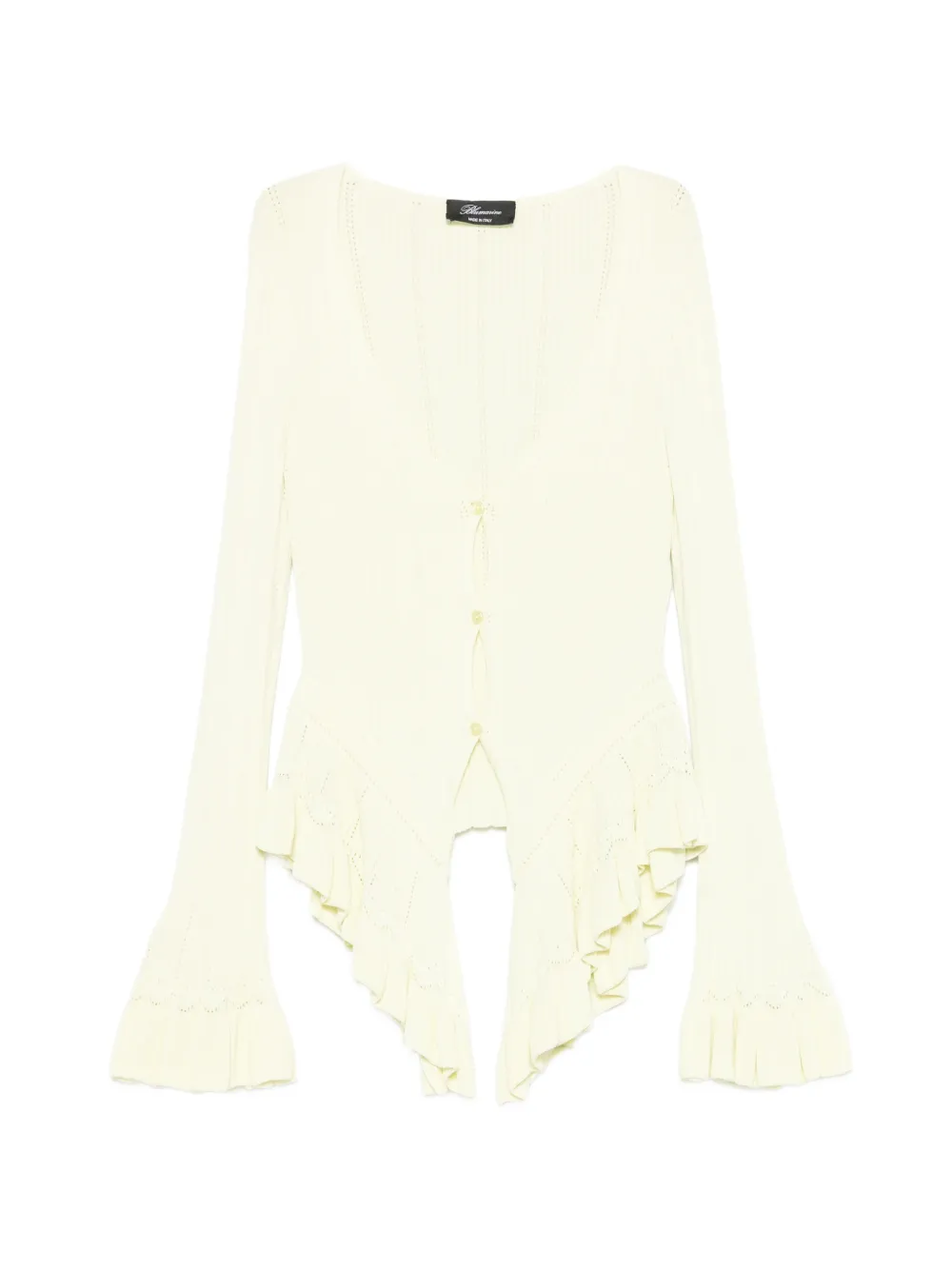 Blumarine ruffled pointelle-knit cardigan - Giallo