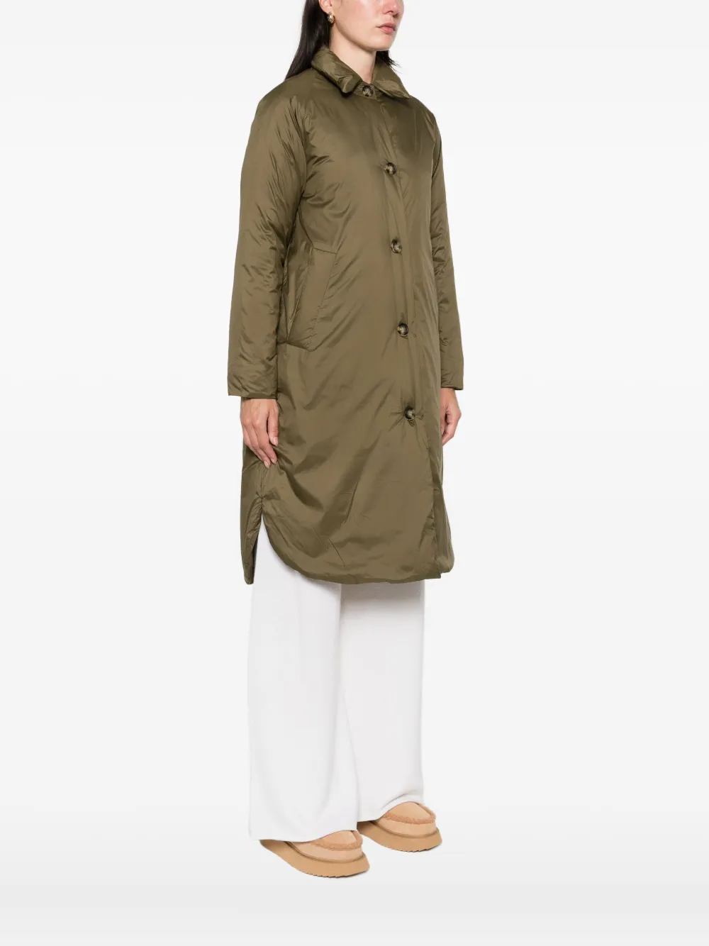 Psophia Reversible Buttoned Coat In Green