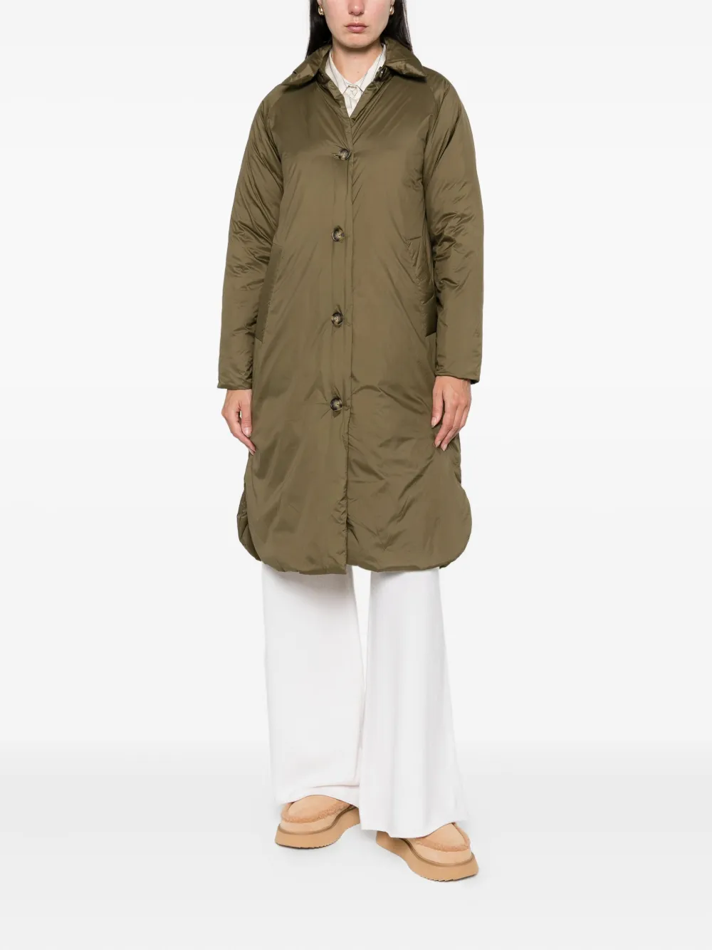 Psophia Reversible Buttoned Coat In Green