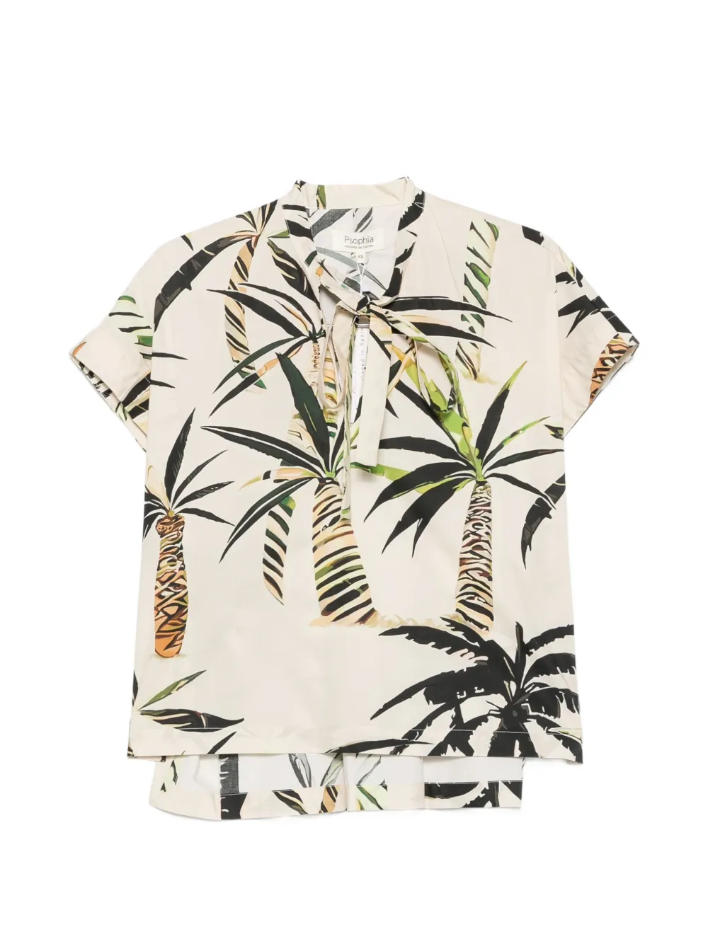 PSOPHIA palm tree-print bow-detail shirt - Toni neutri