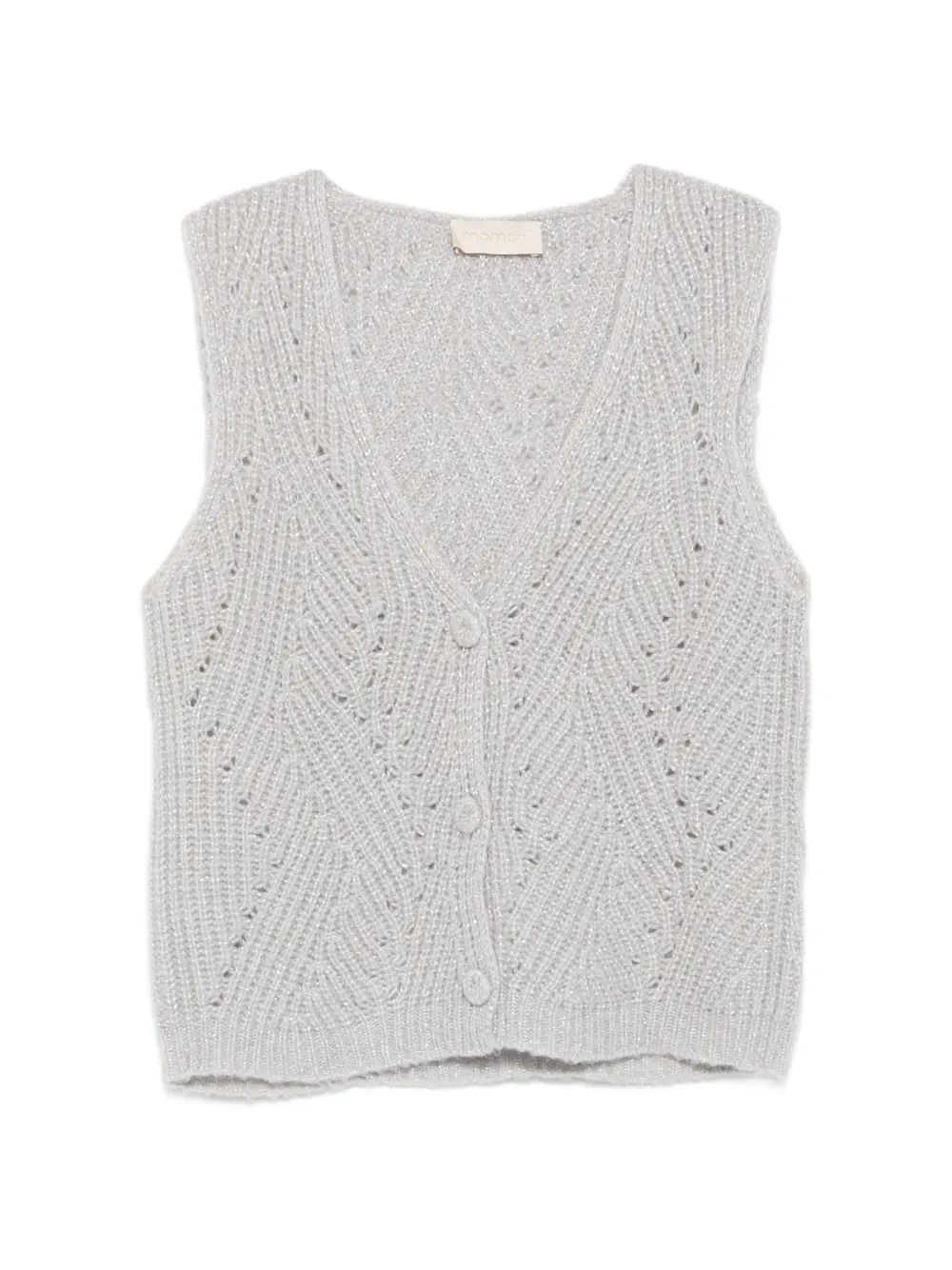 MOMONÌ Hidari knitted sleeveless V-neck wool cardigan - Grigio