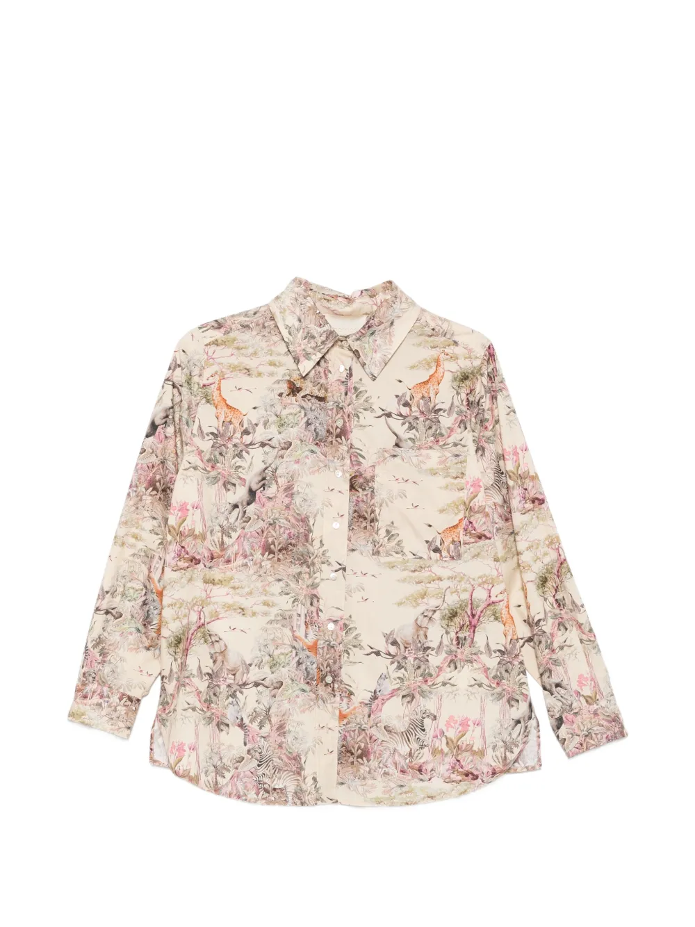 MOMONÌ Ostina animal-print cotton shirt - Toni neutri