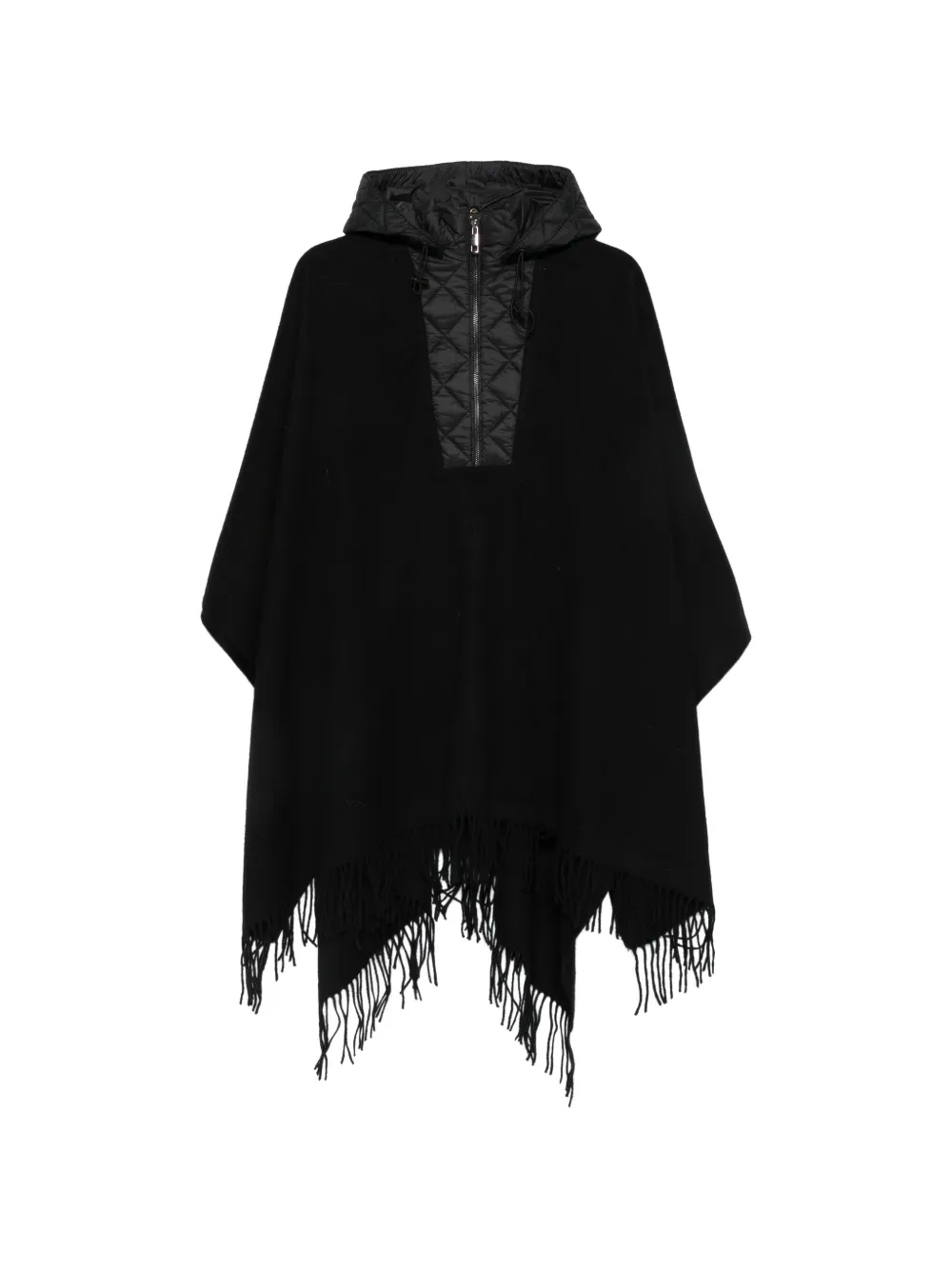 Blugirl quilted-hood fringed-hem cape - Schwarz
