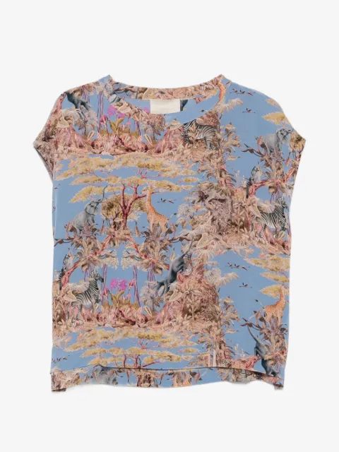 MOMONÌ Curacao safari-print cap-sleeve silk blouse