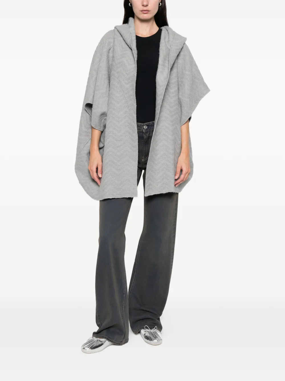 Missoni Hooded Cape In Gray