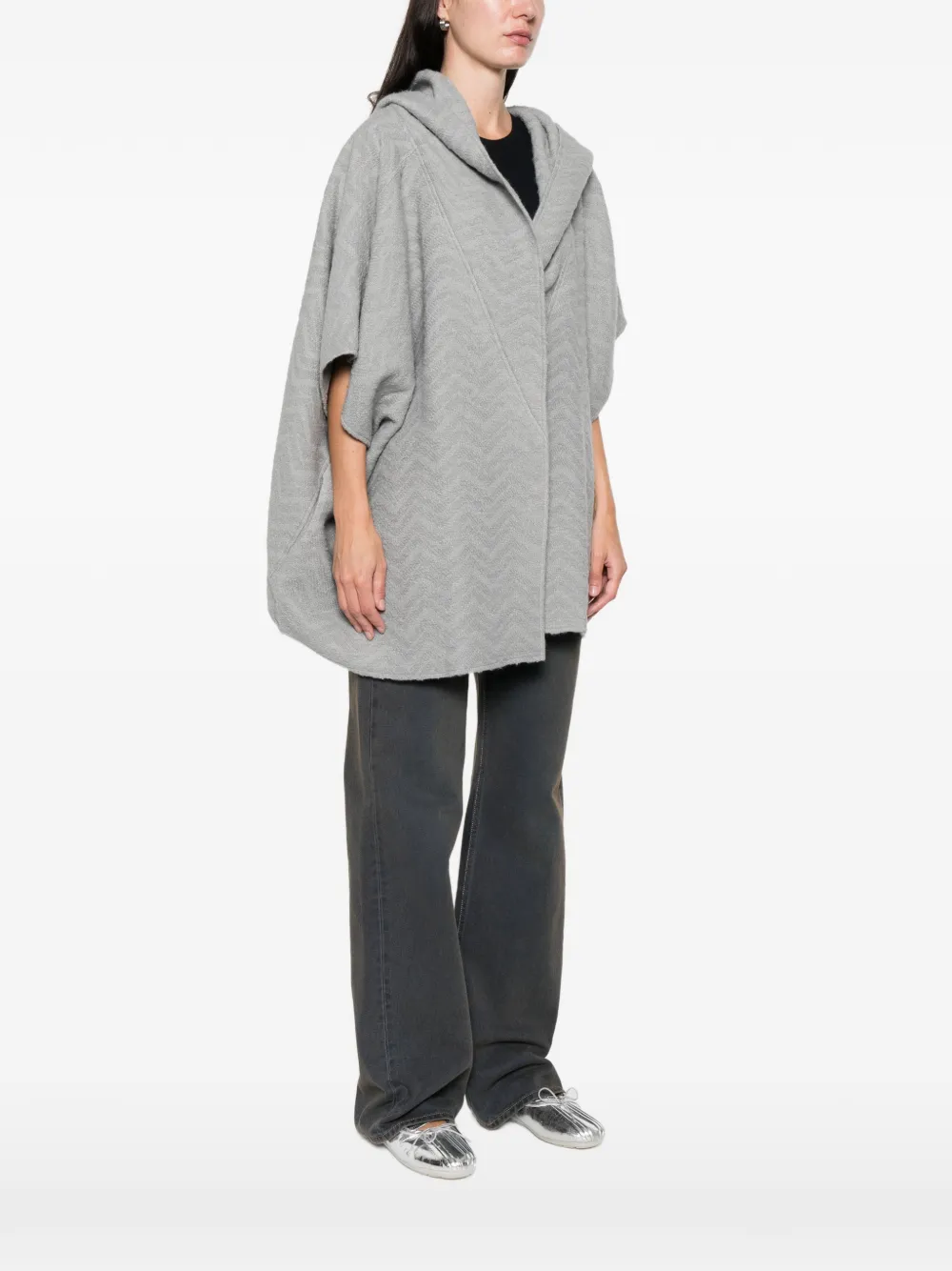 Missoni Hooded Cape In Gray