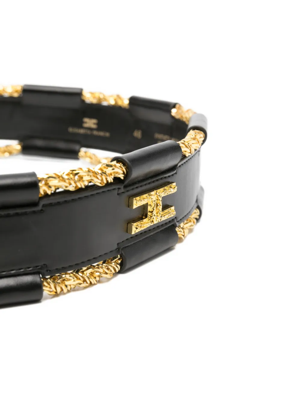 Elisabetta Franchi Riem met logoplakkaat en schakelketting Zwart
