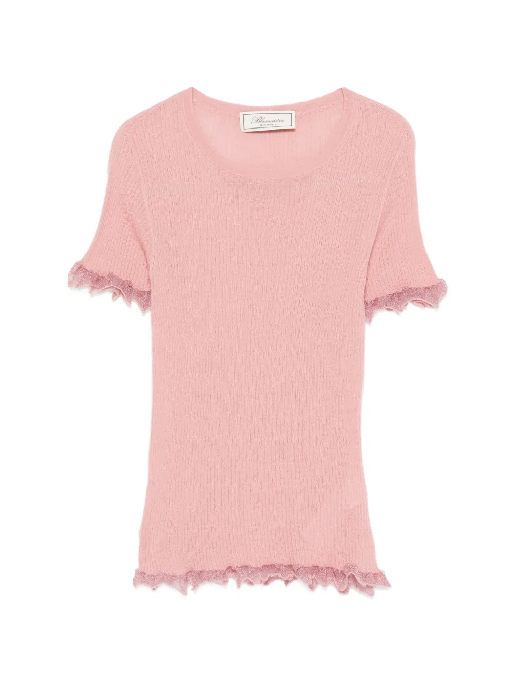 Blumarine crew-neck ruffled T-shirt - Rosa