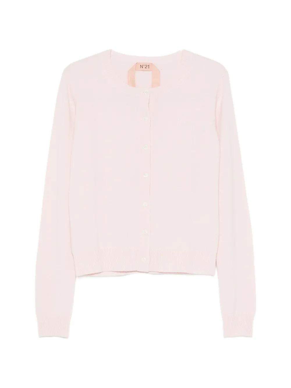 Nº21 logo-embroidered button-up cardigan - Pink