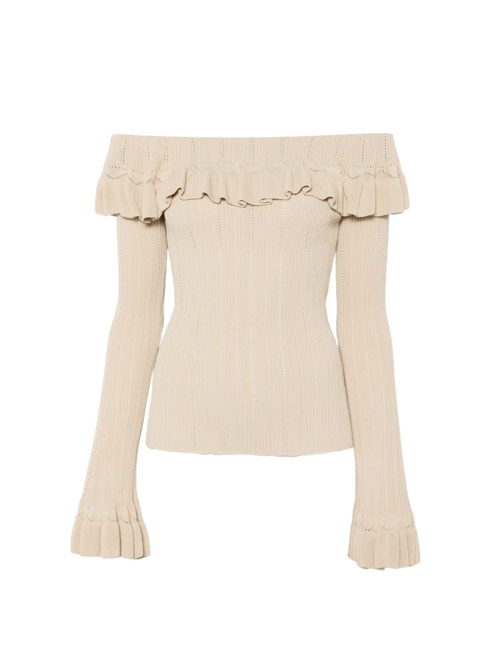 Blumarine ruffled off-shoulder sweater - Toni neutri