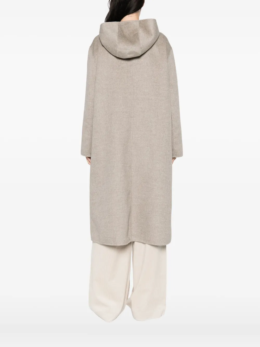 Liviana Conti Hooded Button Coat In Neutral