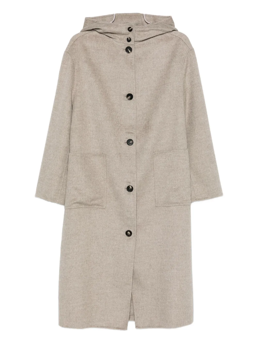 Liviana Conti Hooded Button Coat In Neutral
