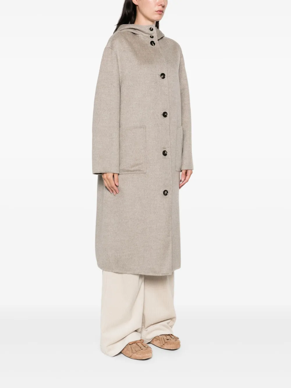  Liviana Conti Hooded Button Coat - Neutrals 