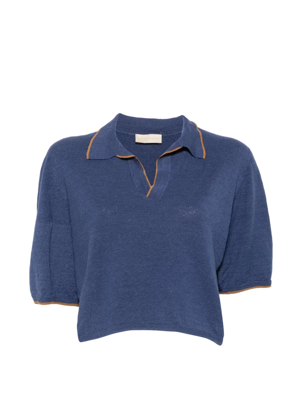 MOMONÌ Columbia contrast-trim polo-collar linen T-shirt