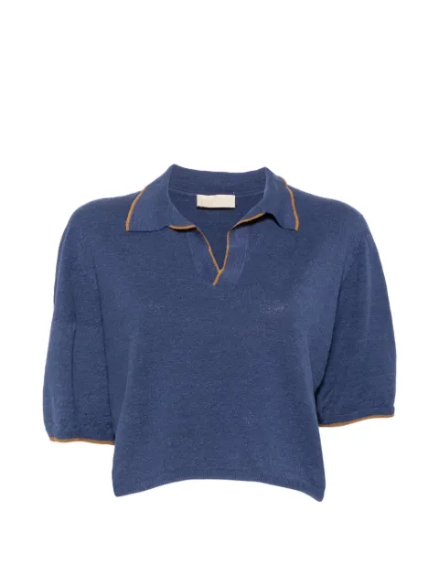 MOMONÌ Columbia contrast-trim polo-collar linen T-shirt