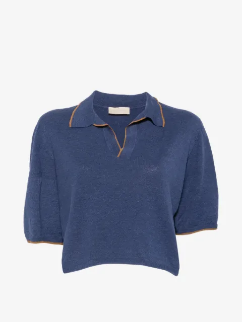 MOMONÌ Columbia contrast-trim polo-collar linen T-shirt