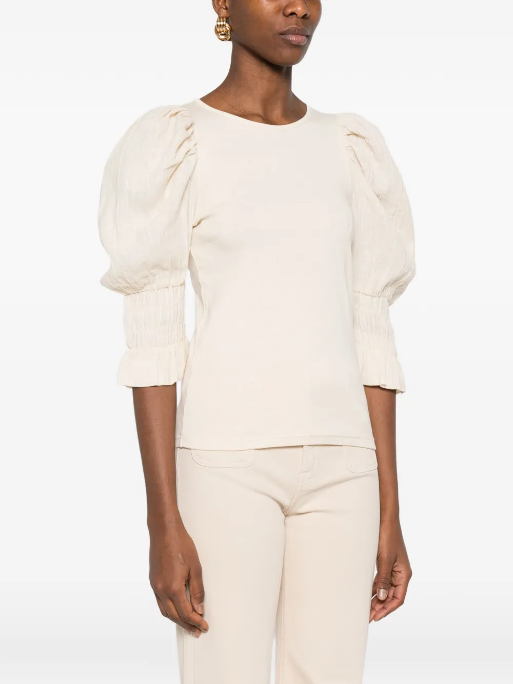  By Malene Birger Puff-sleeve T-shirt - Neutrals 