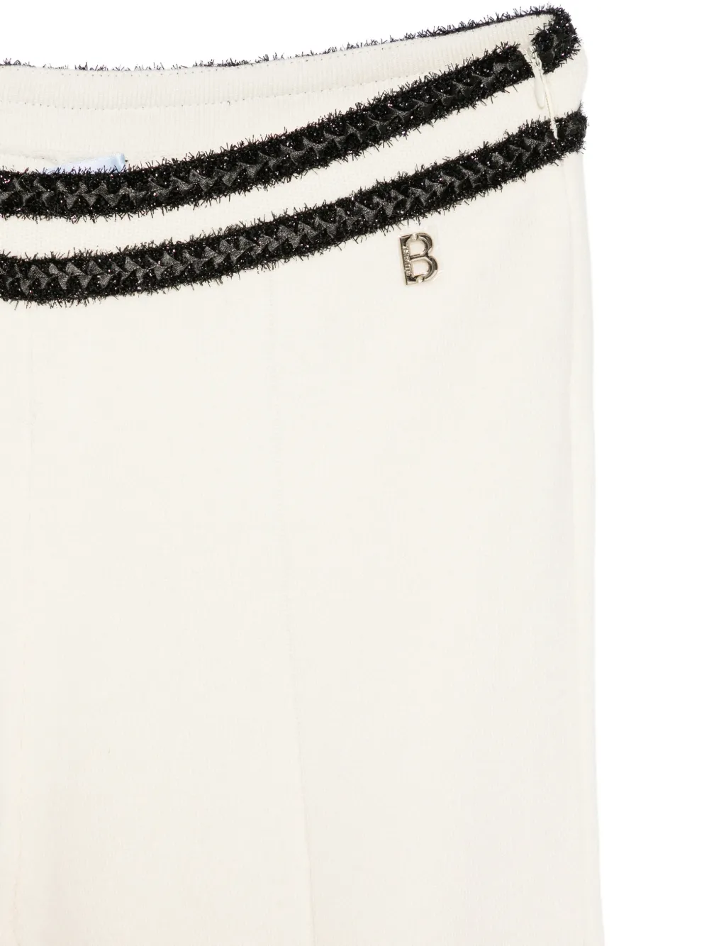 Blugirl Broek met wijde pijpen en gevlochten afwerking Beige