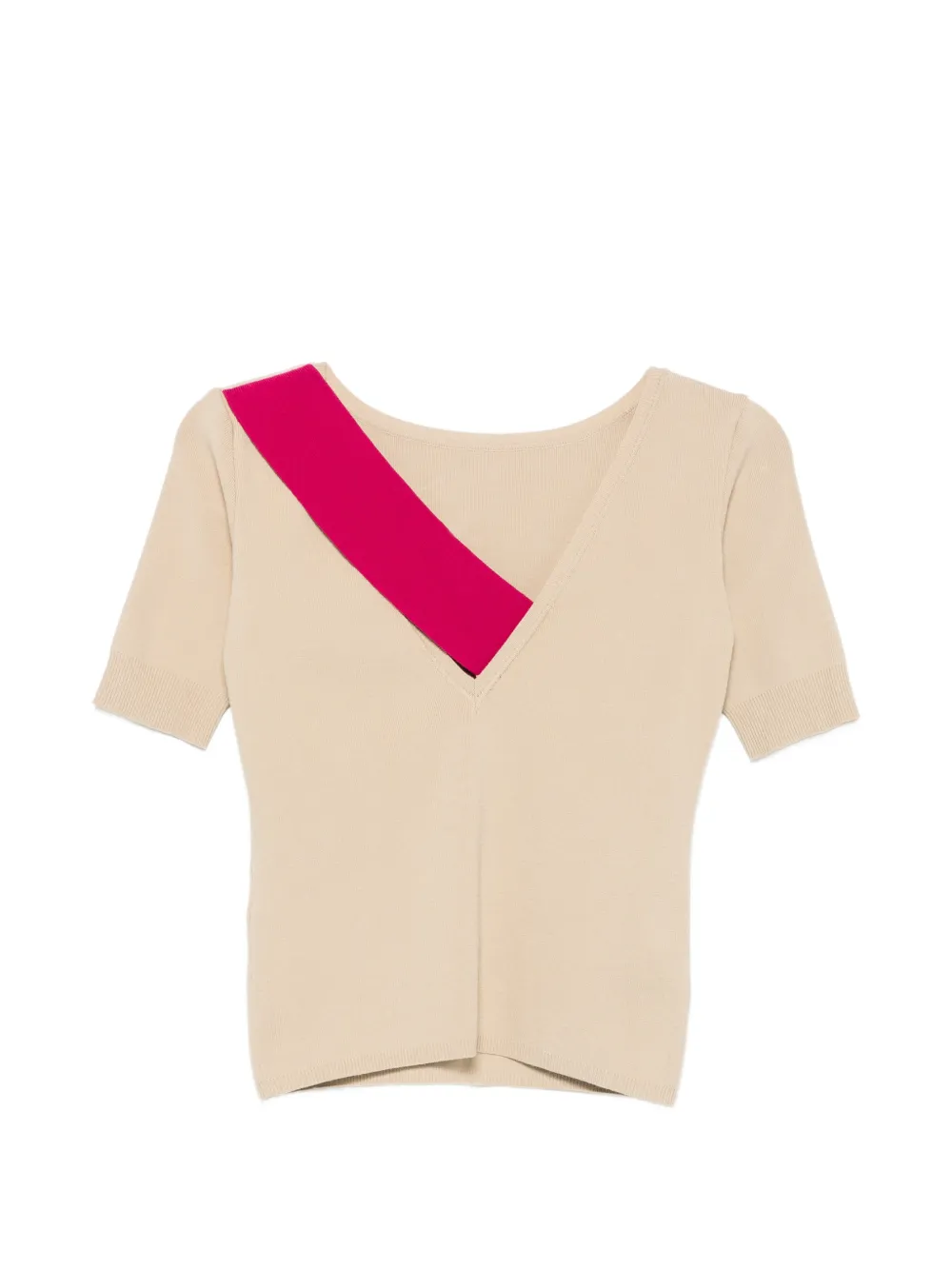 SIMONA CORSELLINI V-neck short-sleeve top - Nude