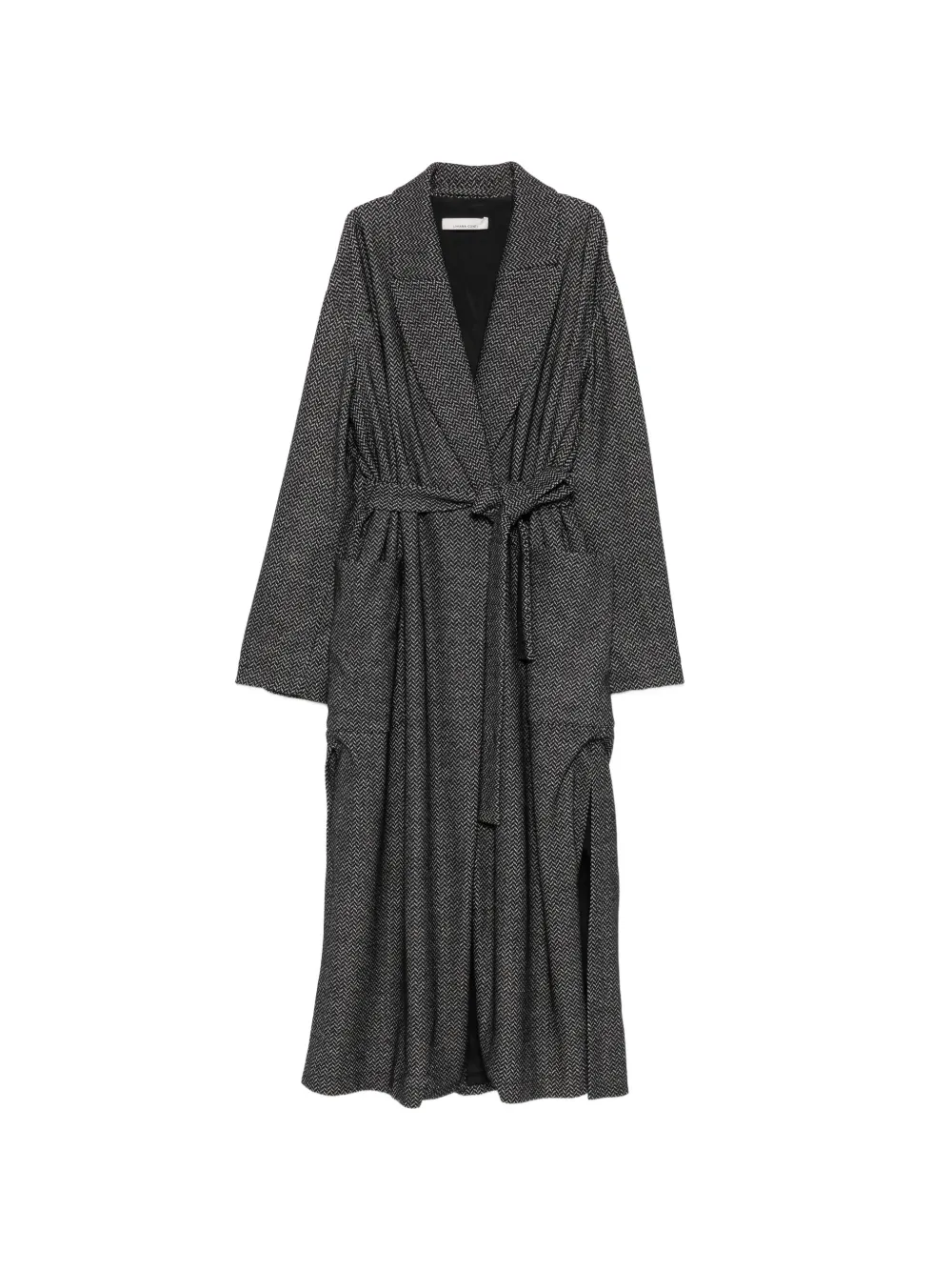 Liviana Conti herringbone-pattern belted coat - Black