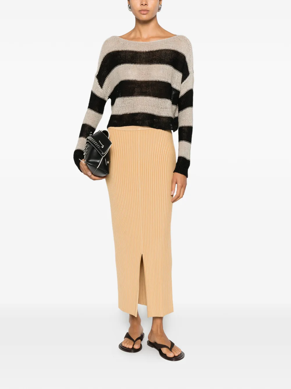 By Malene Birger Octo geribbelde maxi-rok met split Bruin