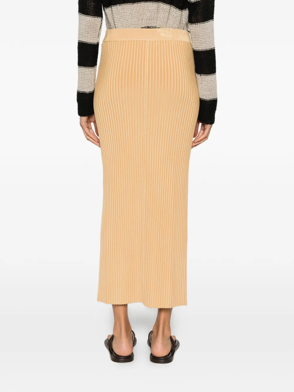 By Malene Birger Octo geribbelde maxi-rok met split Bruin
