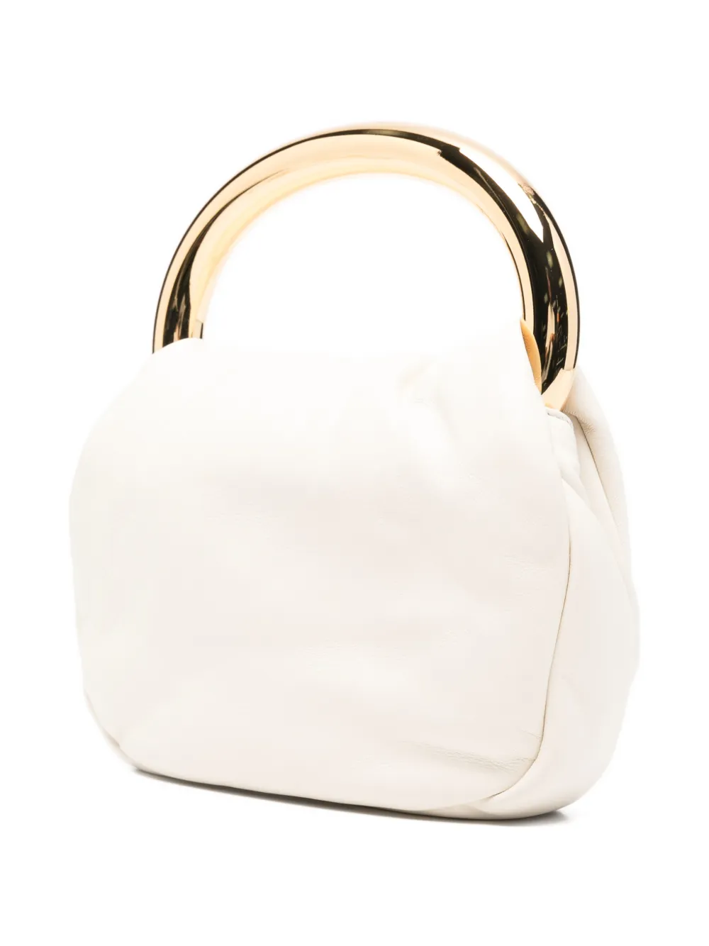 Blumarine Mini Ring Leather Tote Bag In White