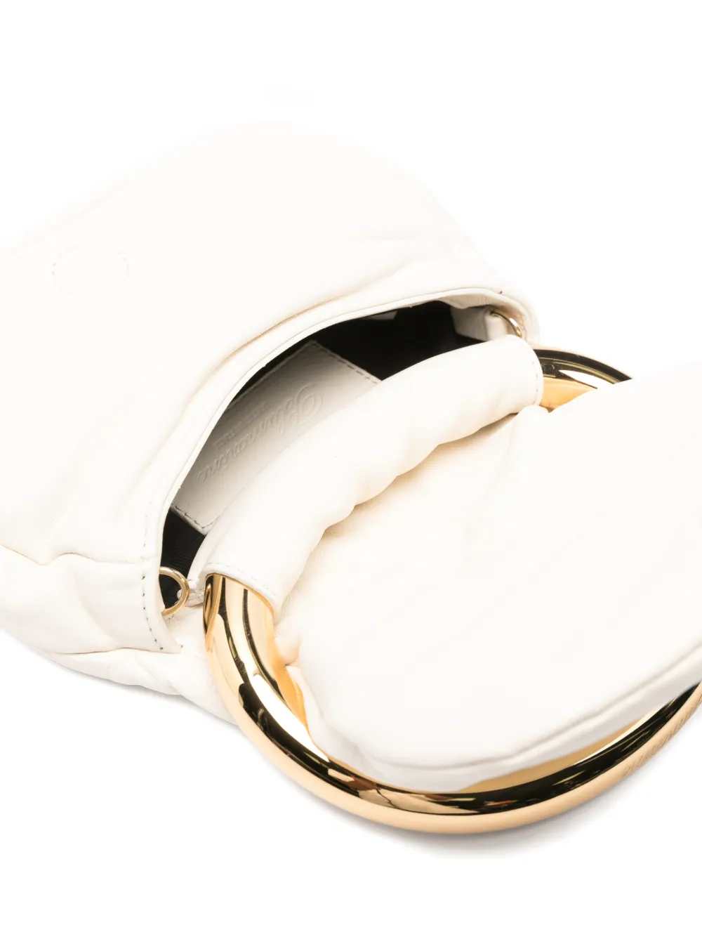 Blumarine Mini Ring Leather Tote Bag In White