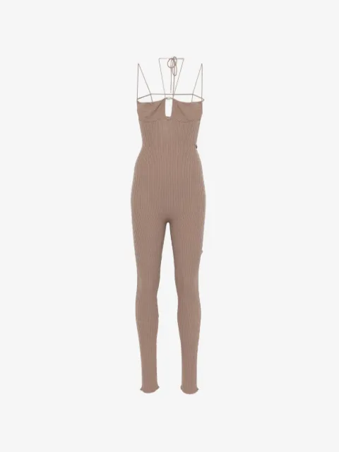Blumarine jumpsuit de canalé con aberturas