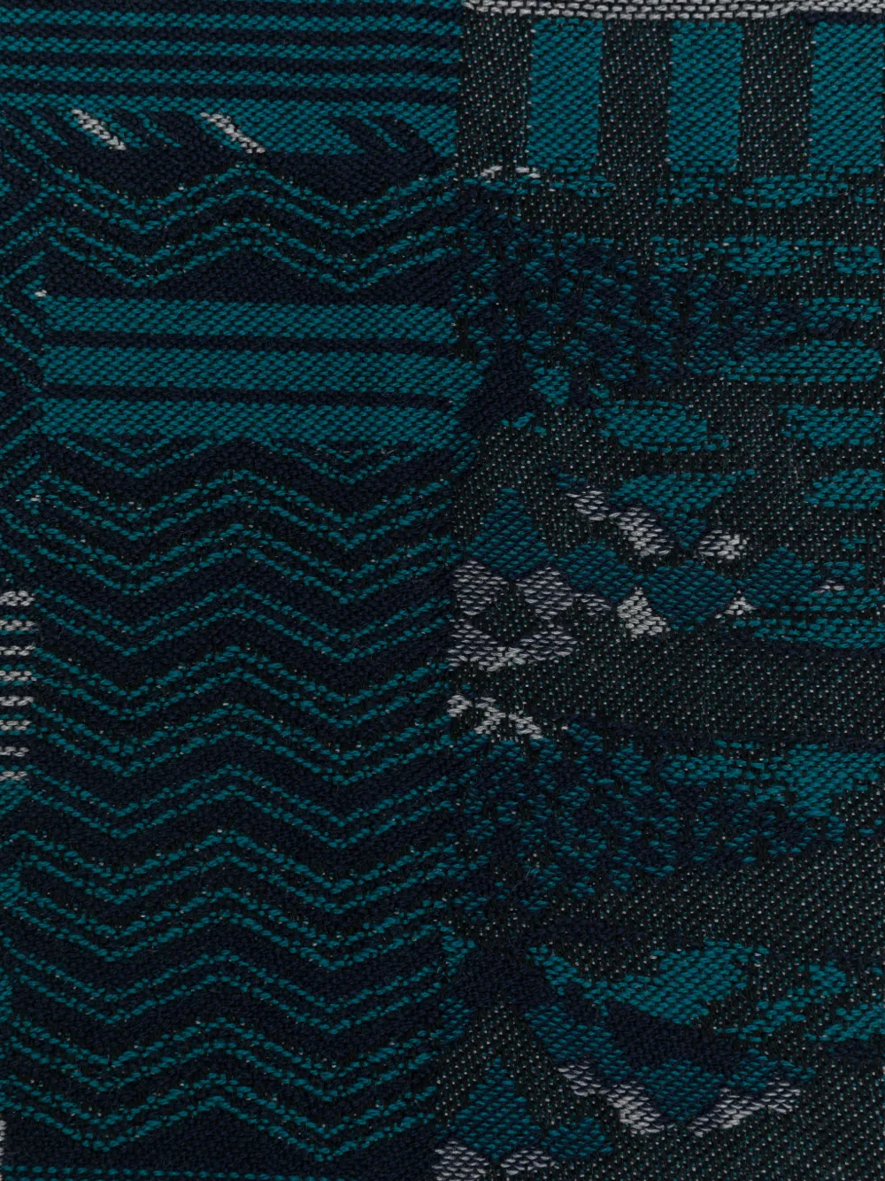 Missoni Fringed-trim Patterned Scarf In Blue