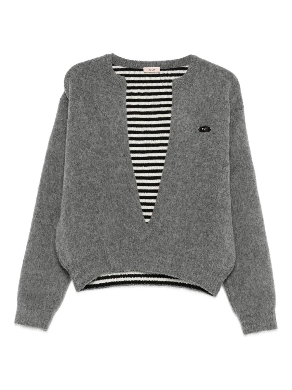 N°21 Plunging V-neck Sweater In Gray