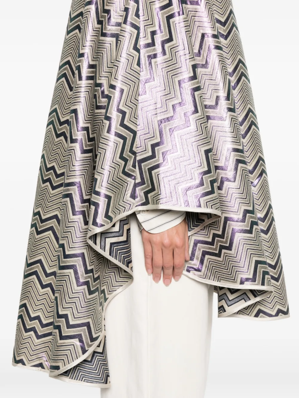 Missoni Chevron-pattern Hood Cape In Gray