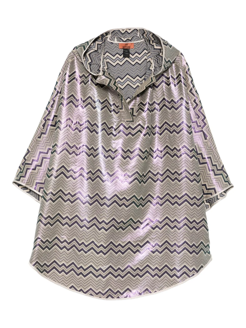 Missoni Chevron-pattern Hood Cape In Gray