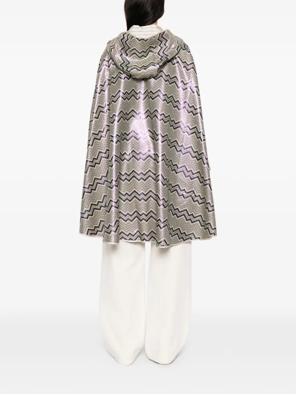 Missoni Chevron-pattern Hood Cape In Gray