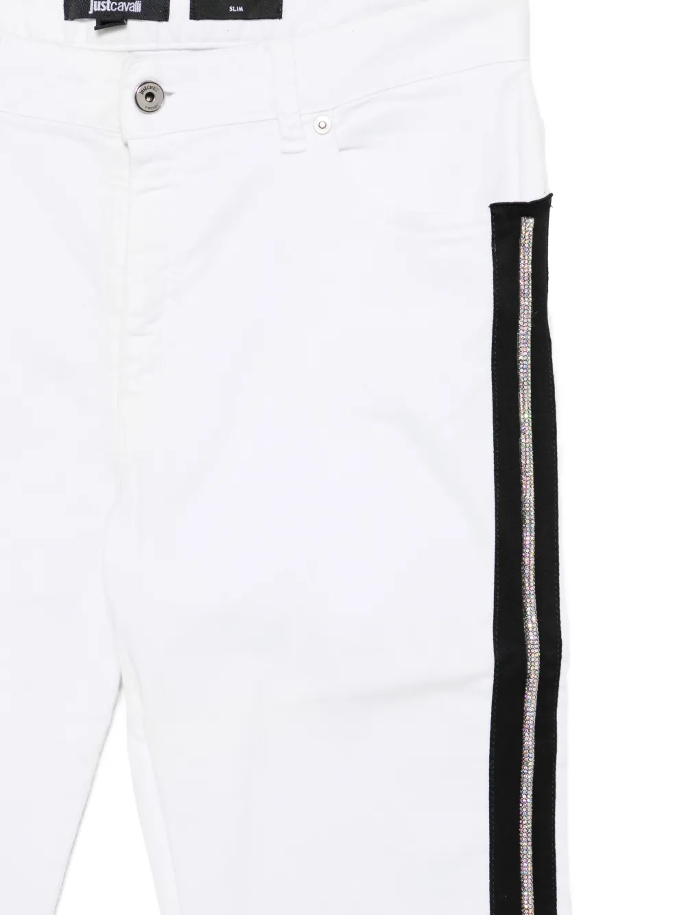  Just Cavalli Vaqueros Rectos Con Detalles De Strass - Blanco 