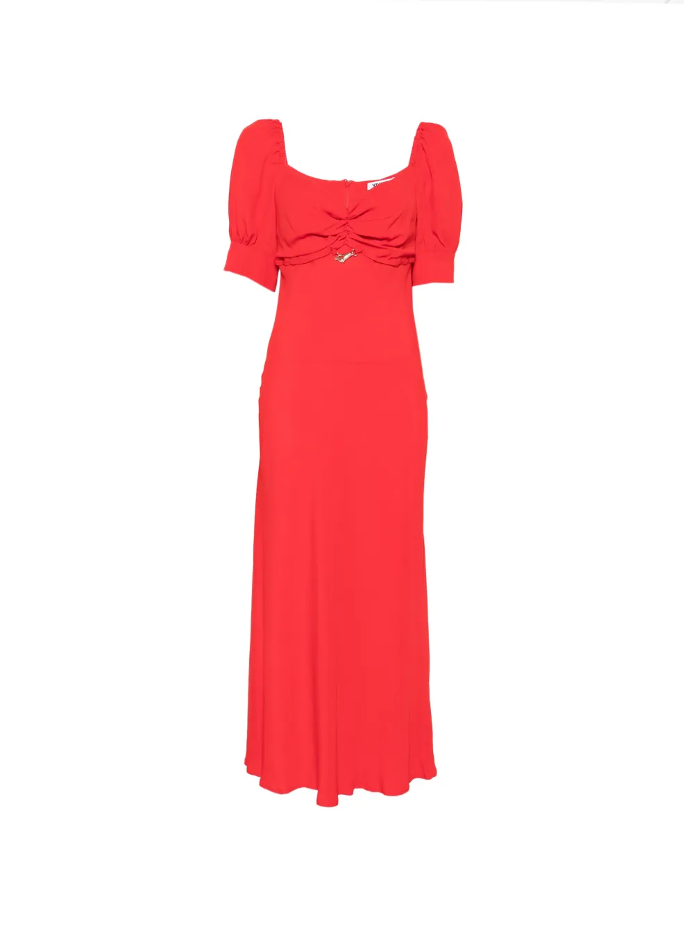 Vivetta gathered puff-sleeve midi dress - Rosso