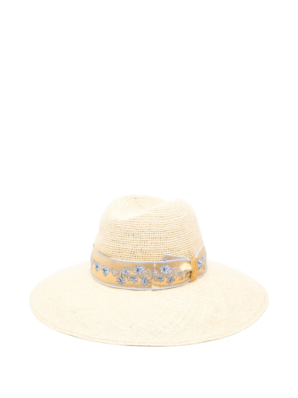 Borsalino floral-print ribbon hat - Toni neutri