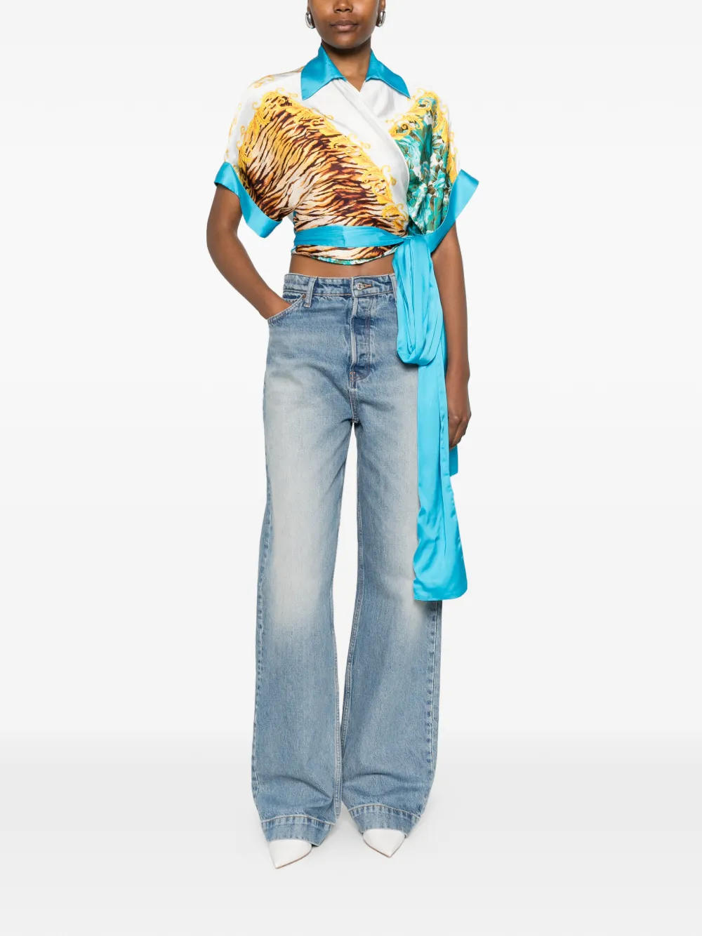  Blugirl Floral-print Wrap Top - White 