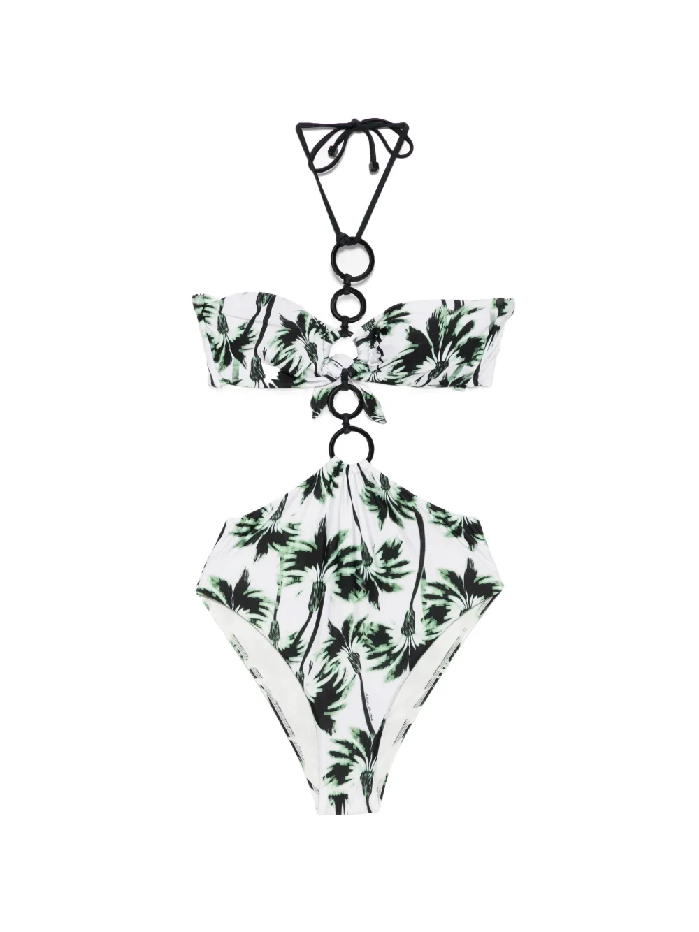 Água de Coco palm-print swimsuit - Bianco