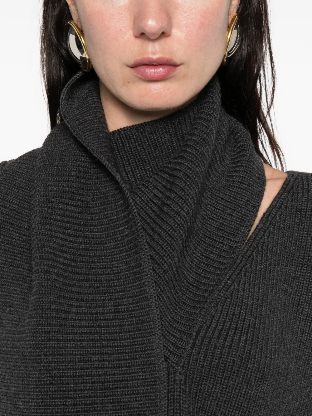 Erika Cavallini Scarf-detailed Sweater In Animal Print