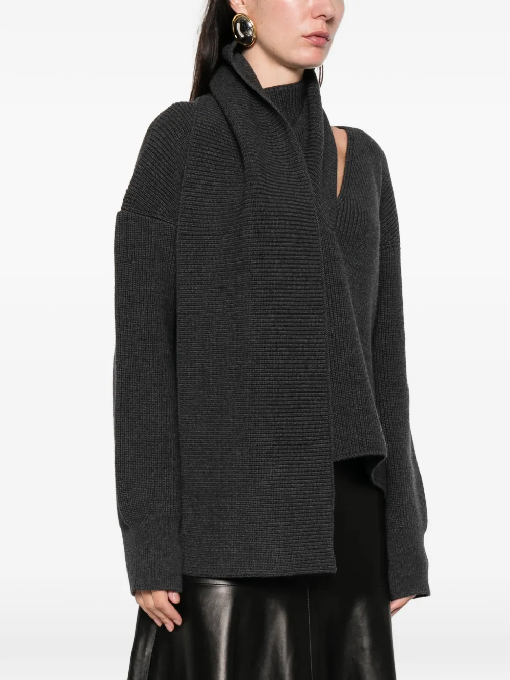 Erika Cavallini Scarf-detailed Sweater In Animal Print