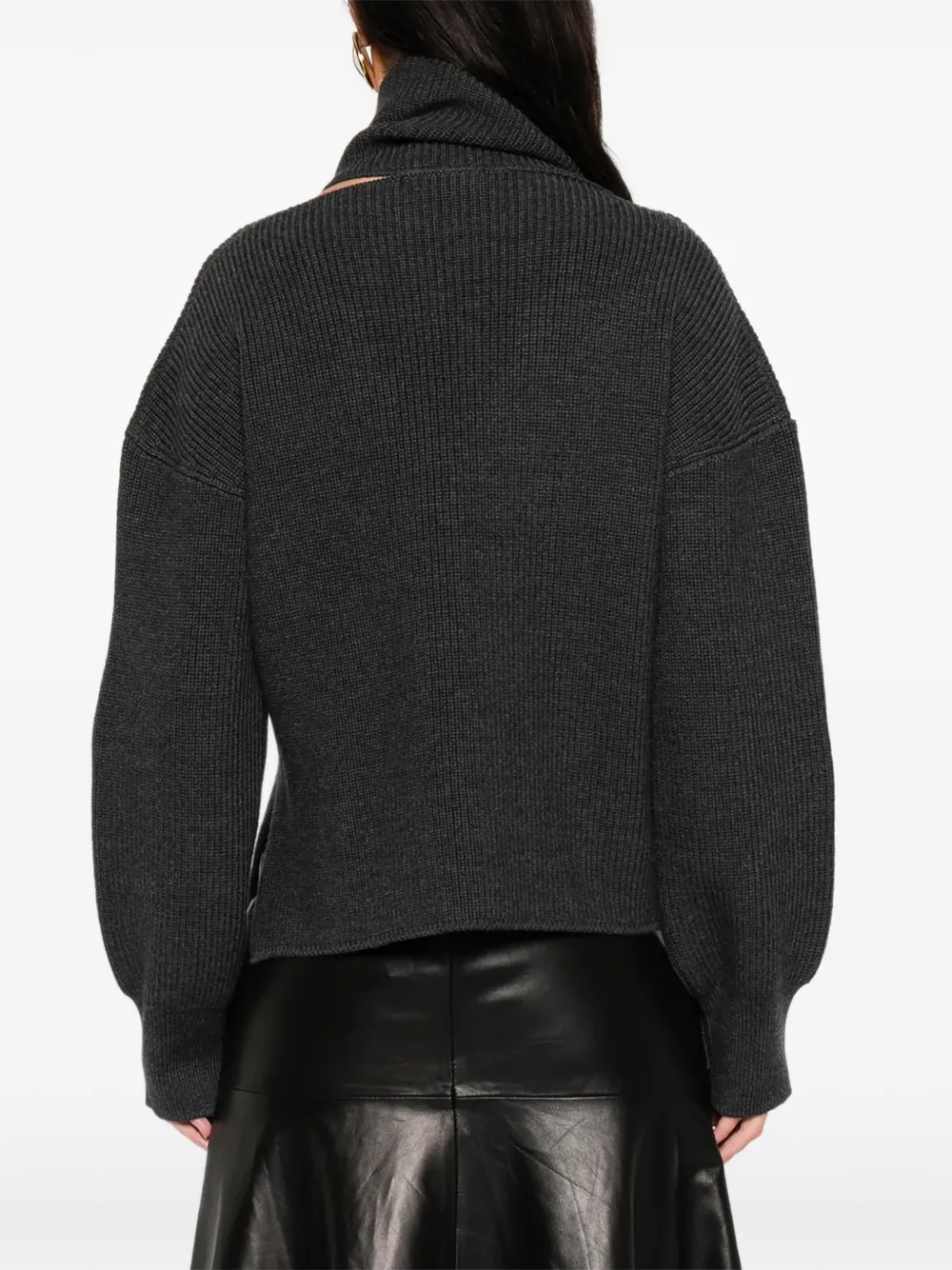 Erika Cavallini Scarf-detailed Sweater In Animal Print