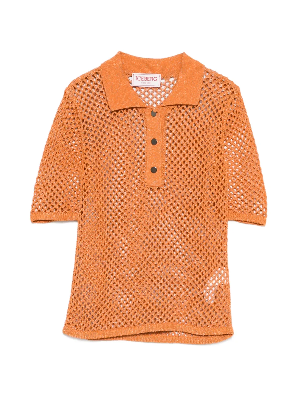 Iceberg buttoned open knit polo shirt - Arancione
