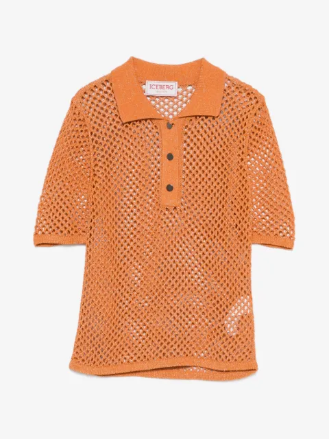 Iceberg buttoned open knit polo shirt